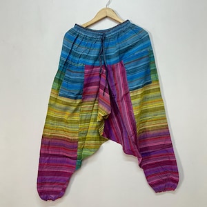 Harem Pants, Loungewear Pants, Cotton Harem Trousers, Patchwork Pants, Hippie Yoga Pants, Aladdin Pants, Handmade  Comfy Trousers