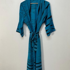 Boho Crepe Silk Kimono, Handmade Duster Jacket, Silk Lounge Wear Robe, Long Dressing Gown Gift for Her