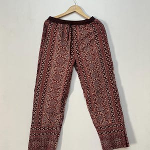 Kantha Quilted Embroidery Pants for Casual Winter Wear Cotton Kantha Pants for Women Boho Kantha Pants with Quilt Stitch and Side Pockets