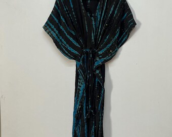 Boho Kaftan, Tie Dye Kaftan, V Neck Kaftan, Maxi Dress, Beach Cover Up For Women