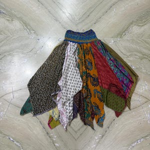 Kleurrijke zijden patchwork rok, bohodans rok, hippie vloeiende gelaagde rok, boho hippie vloeiende gelaagde rok, hippie maxi rok voor haar
