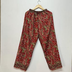 Boho Silk Palazzo Pants / Festival Outfit / Yoga Lounge Pants / Bohemian Summer Silk Trouser / High Waist Loose Fit Pants