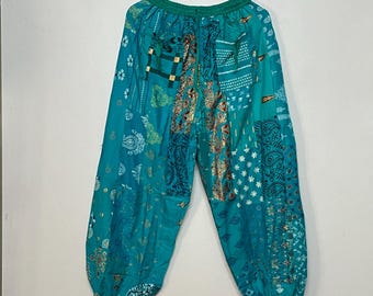 Patchwork Rayon Harem Pants: Boho Hippie Yoga Trousers