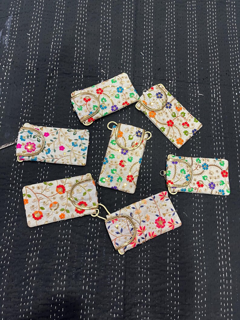 Indian Handmade Women's Embroidered Mobile Cover / Wholesale Lot Of Mobile Pouch Bag / Indian Wedding Gift / Gift For Guests image 9