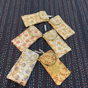 Indian Handmade Women's Embroidered Mobile Cover / Wholesale Lot Of Mobile Pouch Bag / Indian Wedding Gift / Gift For Guests image 7