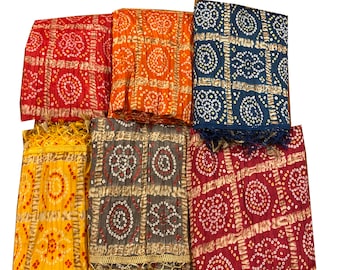 Indian Handmade Bandhani Silk Dupatta - Lot of 1 to 100 Pieces - Perfect for Weddings Parties and Gifts