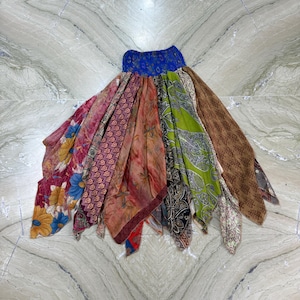 Recycle Silk Fairy Boho Patchwork Rok, Kiel Taille Kleurrijke Maxi Rok, Boho Hippie Rok, Zomer Zijden Rok, Festival Party Rok