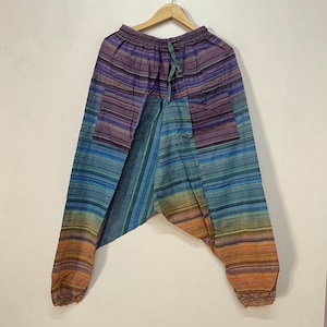 Handmade Patchwork Pants, Harem Pants, Colorful Cotton Pants, Festival Trousers, Yoga Pants, Travel Street Wear, Ali Baba Pants
