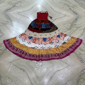 Boho patchwork rok, gerecyclede zijden sari-rok, handgemaakte boho hippierok, kleurrijke lange rok, zijden festivalrok, cadeau voor haar