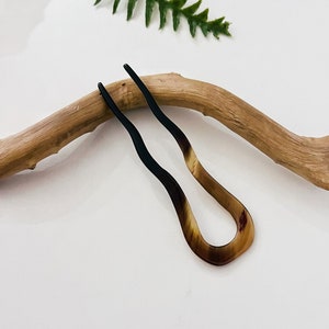 Natural Horn Hair Fork | Classic Hairpins | French U Shaped Hair Clips | U Shells Sticks | Hair Accessory | Boho Bun Holder | Gift for her