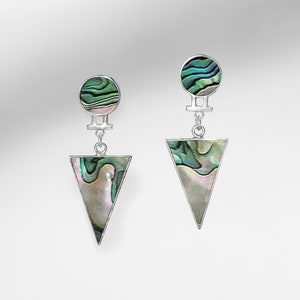 Handmade jewelry | LOVE TRIANGLE Paula Abalone Real Silver Mother of Shell Natural Fashion Earrings
