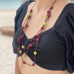 Statement silk necklace| Adjustable hand-made necklace| Gift for mom