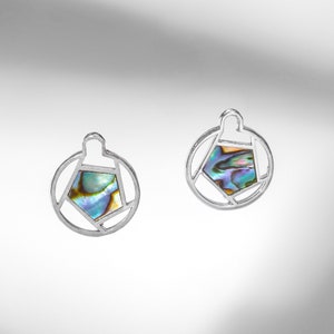Joias artesanais | Brincos Abalone de prata esterlina 925 PENTÁGONO | Joias de verão
