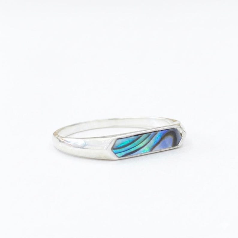 Shells Inlay Jewelry Sterling Silver Abalone Ring | Iridescent Shell Inlay | Pinky Ring ...
