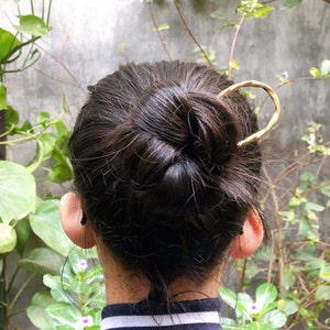 Brass Hair folk | Handcrafted U-Shaped Bun Pin | Vintage Style Brass Hairpin | Hair Accessory | Minimalist Copper Hair Pin | Gift for her