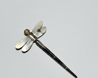 Handmade Buffalo Horn Hair Stick | Dragonfly Design | Minimalist Hair Accessory | Gift for her