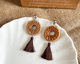 Rattan earrings| Handmade jewelry| Summer earrings