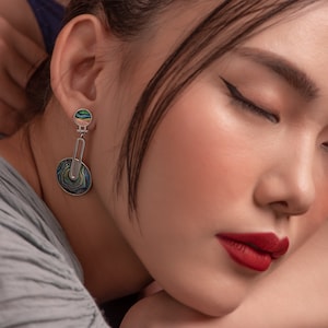 EMOI HANDMADE JEWELRY | Paula Abalone Real Silver Earrings | Long earrings | Statement Earrings | Dangle Earrings | Gift for her