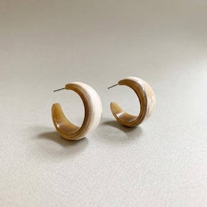 Natural Buffalo Horn Hoop Earrings | Chunky Half-Moon, Bohemian | Unique Jewelry | Everyday Style