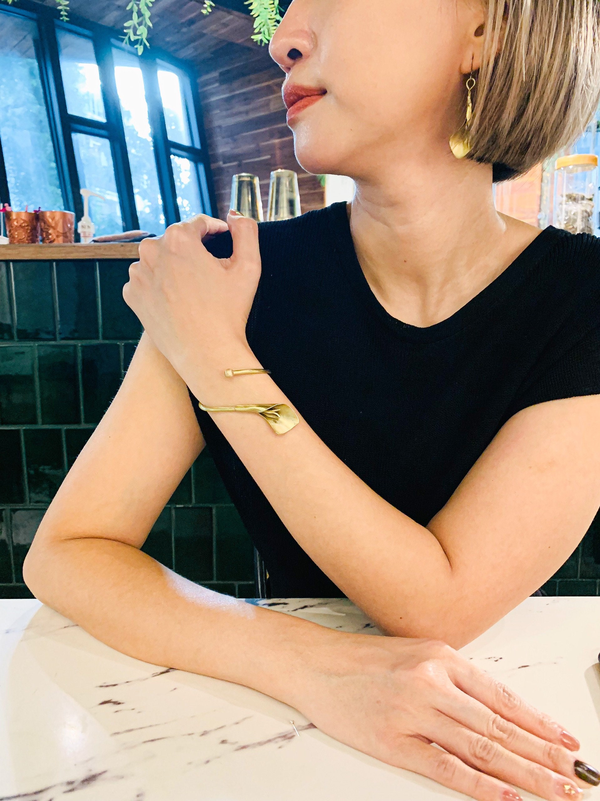 Lily Flower Bracelet Artisan Copper Adjustable Brass Bracelet Etsy