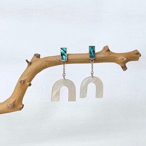 Handmade jewelry  | TIDES Paula Abalone Real Silver Mother of Shell Natural Fashion Earrings, abalone shell, Handmade earring