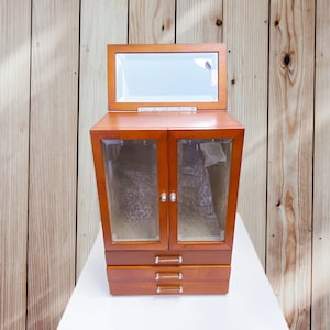 Vintage wooden jewelry box with drawers Unique wooden jewelry organizer cabinet