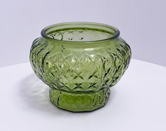 Vintage E.O. Brody green glass vase Cleveland USA Honeycomb bowl dish vase planter