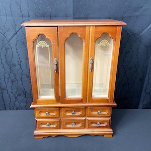 Vintage wooden jewelry box with drawers Retro wooden jewelry organizer cabinet