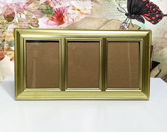 Vintage brass picture frame Triple 5 x3.5 inch photo frame