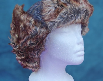 Warm Winter Men Women Trapper Hat with Faux Fur, Gift for him, her