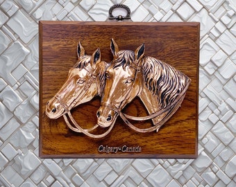 Vintage Copper Horse Head Wall Sculpture - Made in Canada