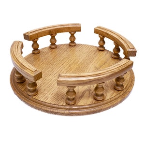 Vintage tabletop wooden rotating serving tray. Kitchen décor