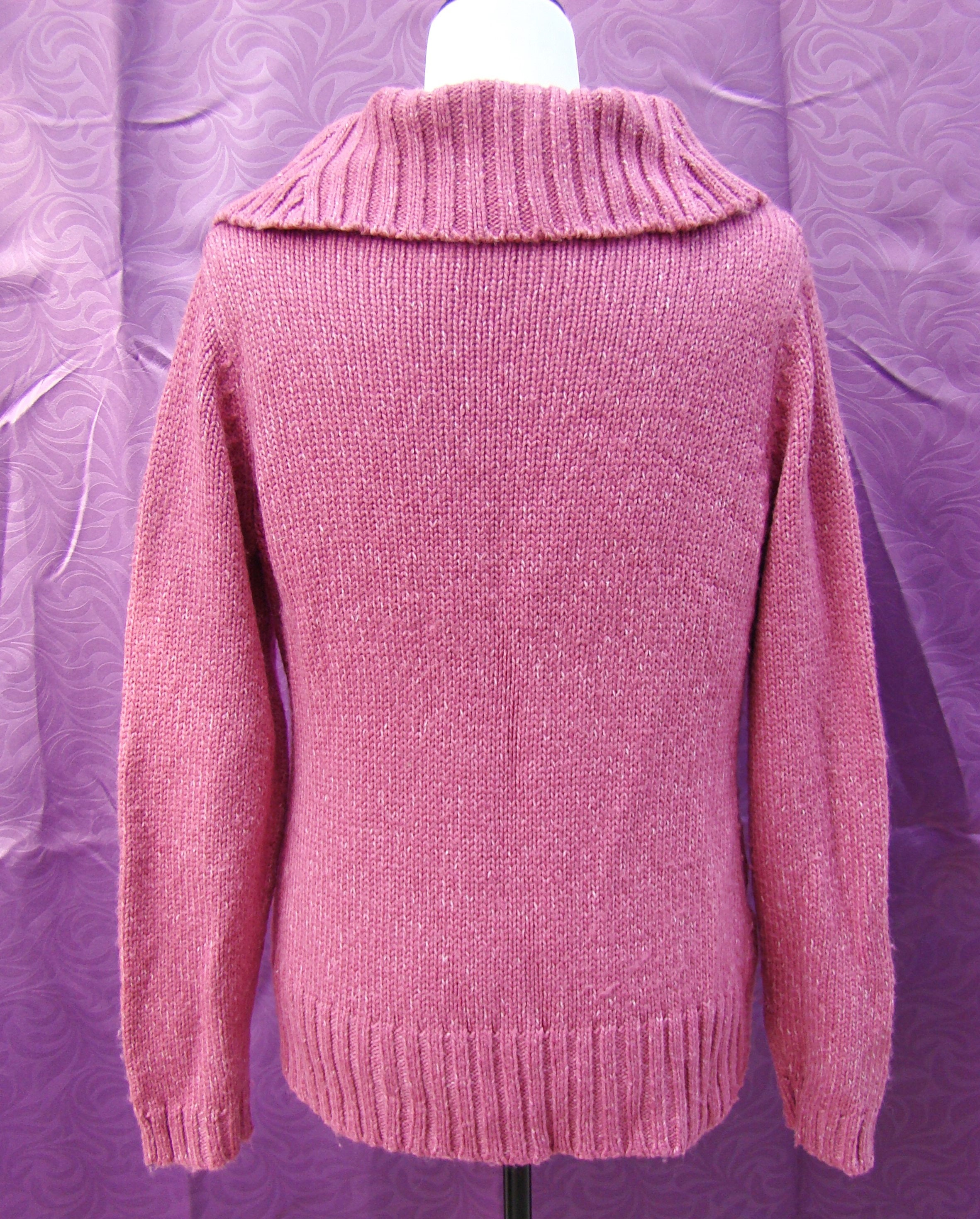 Vintage womens chunky pink cowl neck minimalist sweater size | Etsy