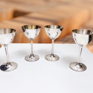Vintage set of 4 EPNS W M Mounts silver plated brass wine goblets Made in Canada