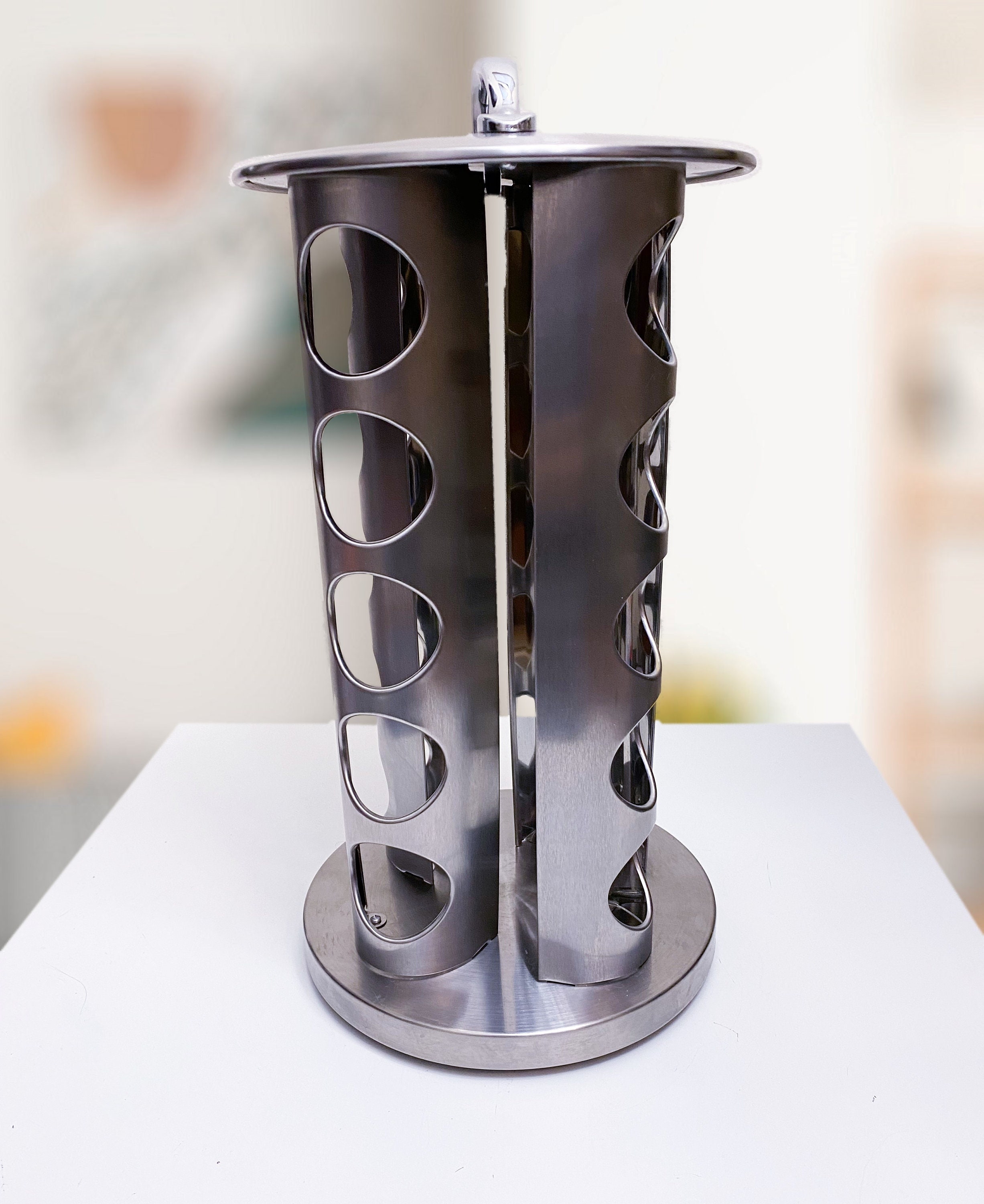 Vintage Counter Top Rotating Spice Rack Carousel Steel Tower Spice Rack ...