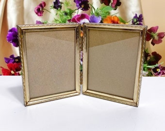 Vintage brass picture frame Double 8×10.5 cm photo frame