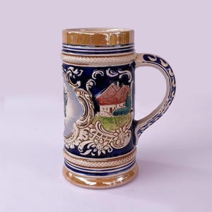Vintage German Ceramic Beer Stein: Collectible Beer Mug