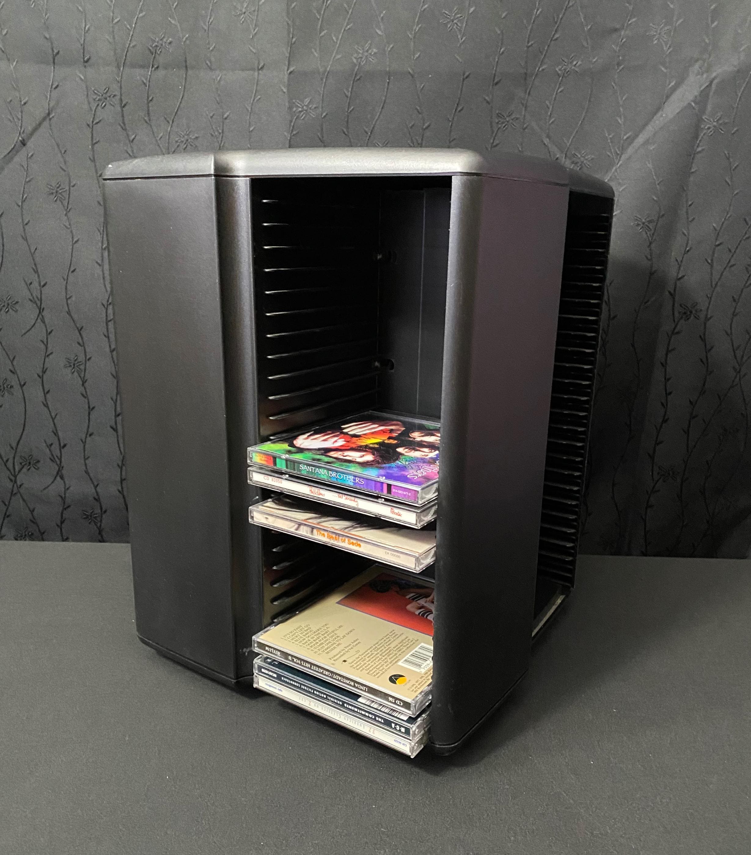 Vintage Laserline Rotating CD DVD Tower: Hard Plastic Media