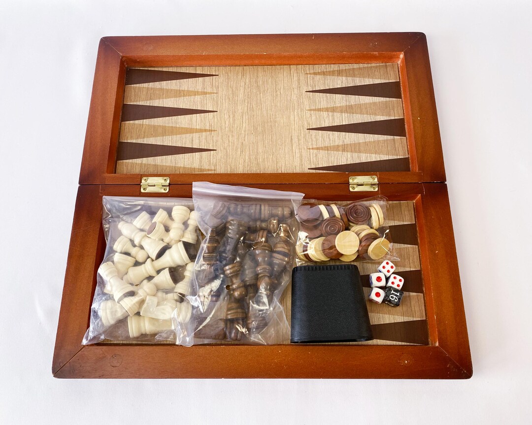 Vintage Cardinal 3-in-1 Board Game Set: Chess, Checkers, Backgammon - Etsy