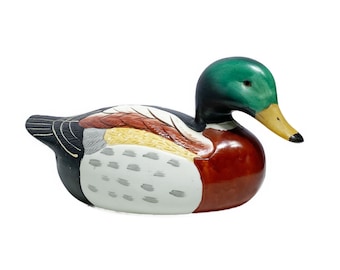 Vintage Hand-Painted Mallard Duck Figurine - Canada Pottery