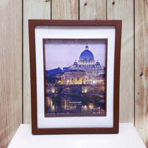 Vintage picture frame brown solid wood photo frames w/ glass Wall mount frame 8x10” picture