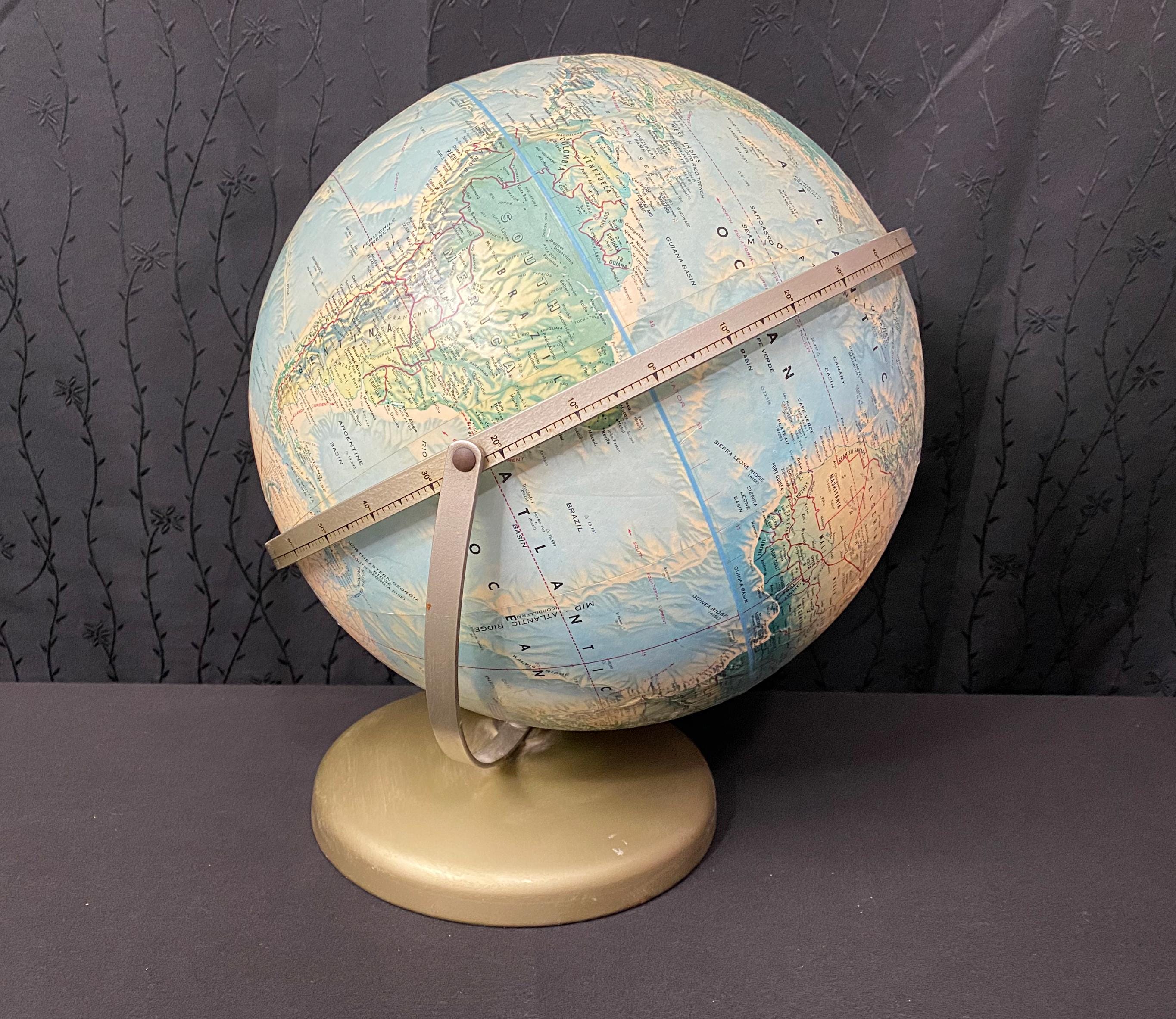 Vintage World Globe With Metal Base: Spinning Desktop Map - Etsy