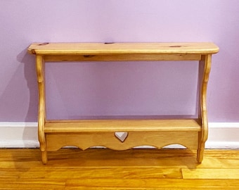 Vintage Wooden Heart Wall Mounted Display Shelf – Rustic Decor