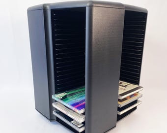 Vintage Laserline Rotating CD DVD Tower: Hard Plastic Media Storage