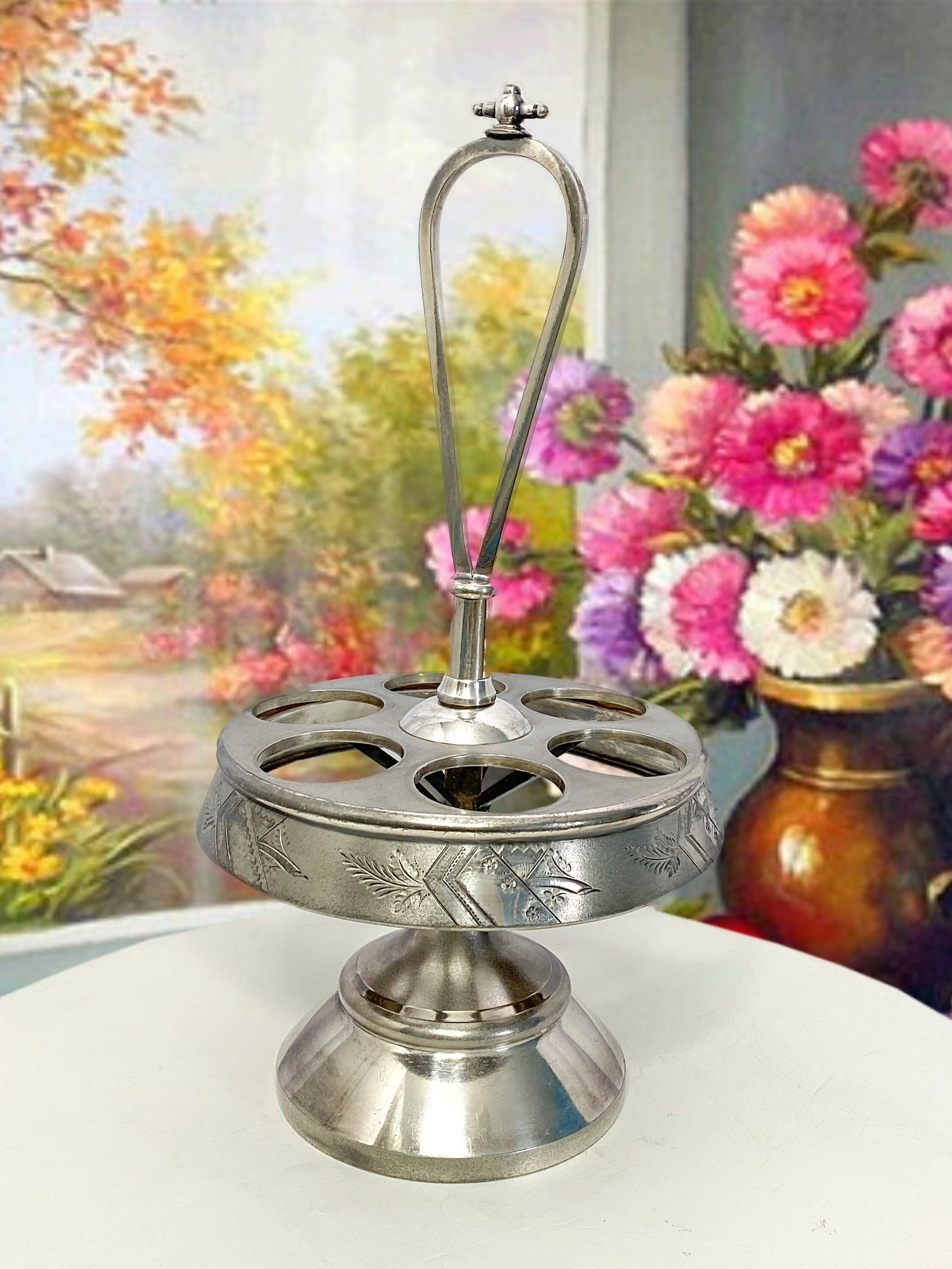 Silver Plate Rack Middletown Plate Co Triple Plate on Copper Glasses