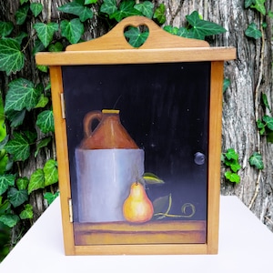Vintage Hand Painted Wall Cabinet: Farmhouse Spice Storage