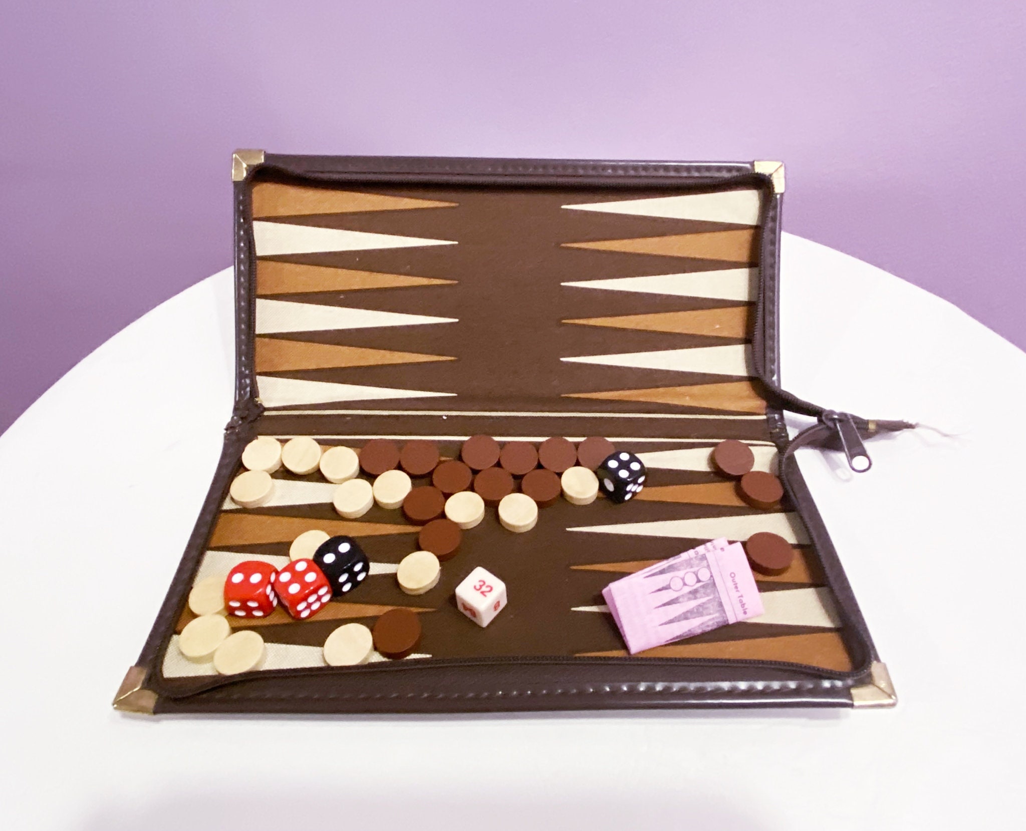 Plateau de backgammon en cuir, ensemble de jeu personnalisé fait main