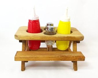 Vintage Mini Picnic Table Condiment Caddy