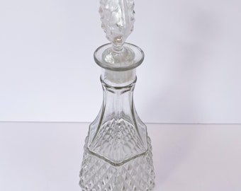 Vintage Diamond Cut Glass Decanter with Stopper