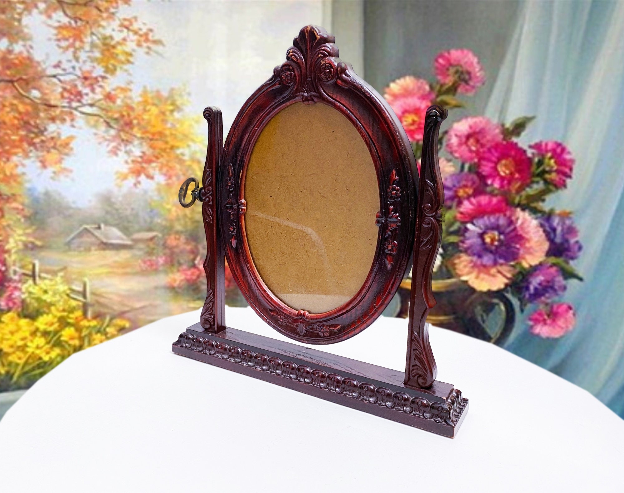 Table Top Acrylic Faux Wood Swivel Frame Tilting Frame Home - Etsy